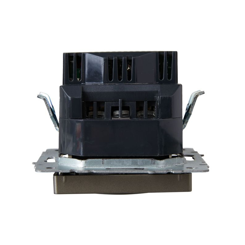 BRITE Розетка 1-местная с заземлением с защитными шторками 16А с USB A+A 5В 2,1А РЮш10-1-БрШ шампань IEK