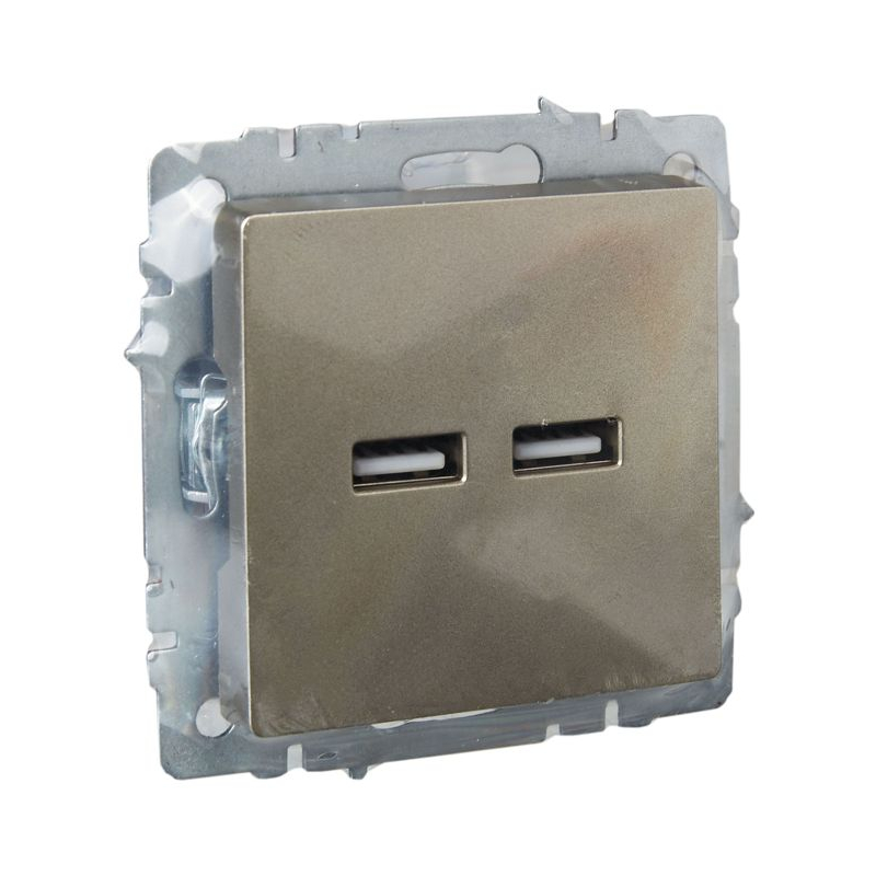 BRITE Розетка USB A+A 5В 3,1А РЮ10-1-БрШ шампань IEK