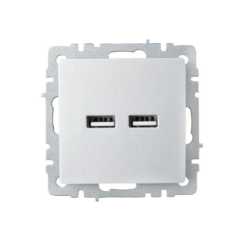 BRITE Розетка USB A+A 5В 3,1А РЮ10-1-БрА алюминий IEK