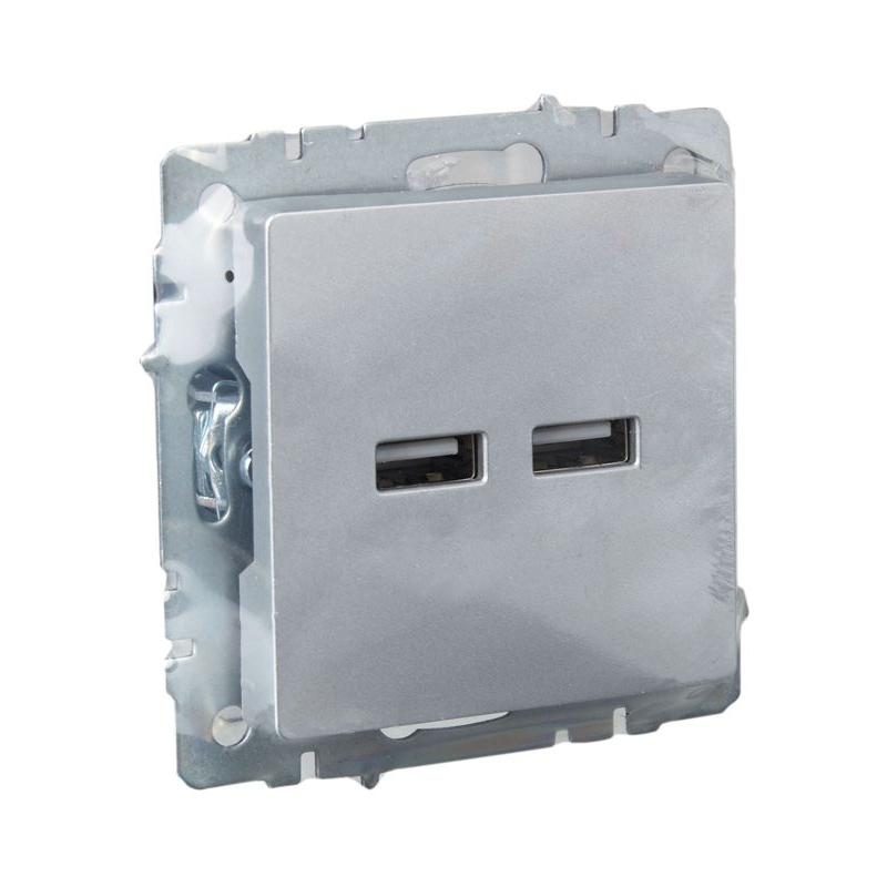 BRITE Розетка USB A+A 5В 3,1А РЮ10-1-БрА алюминий IEK