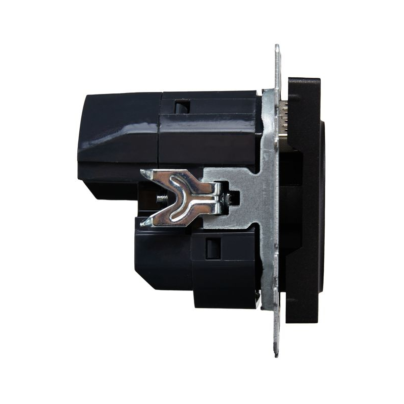 BRITE Розетка 1-местная с заземлением с защитными шторками 16А с USB A+A 5В 3,1А РЮш10-2-БрЧ черный IEK