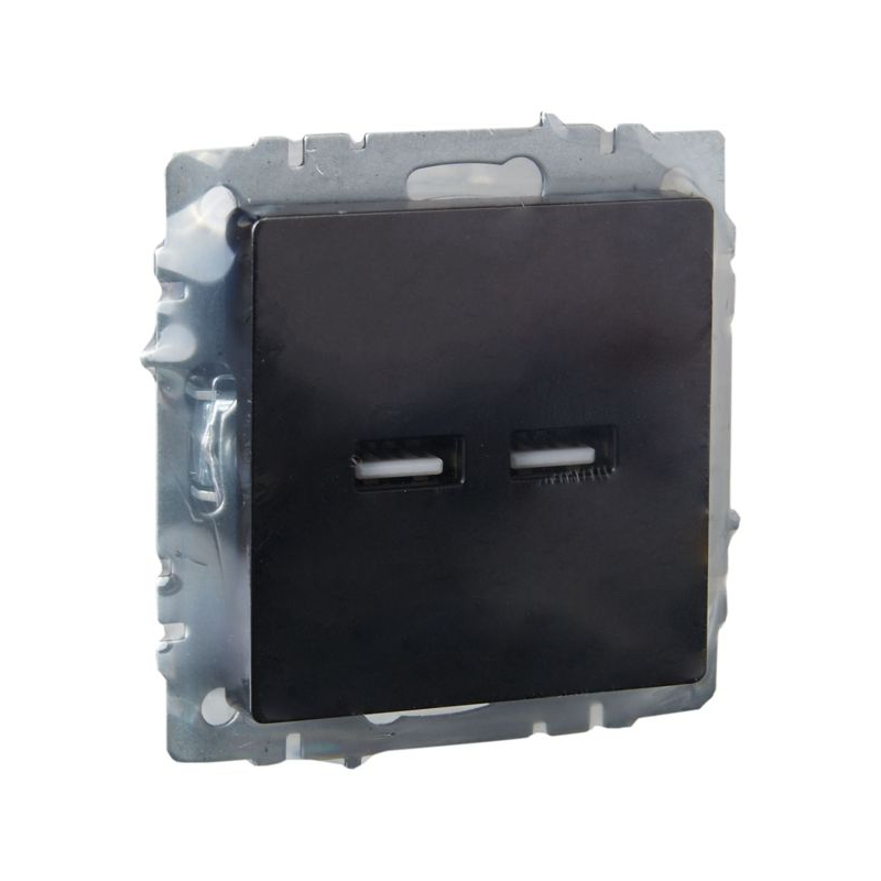 BRITE Розетка USB A+A 5В 3,1А РЮ10-1-БрЧ черный IEK