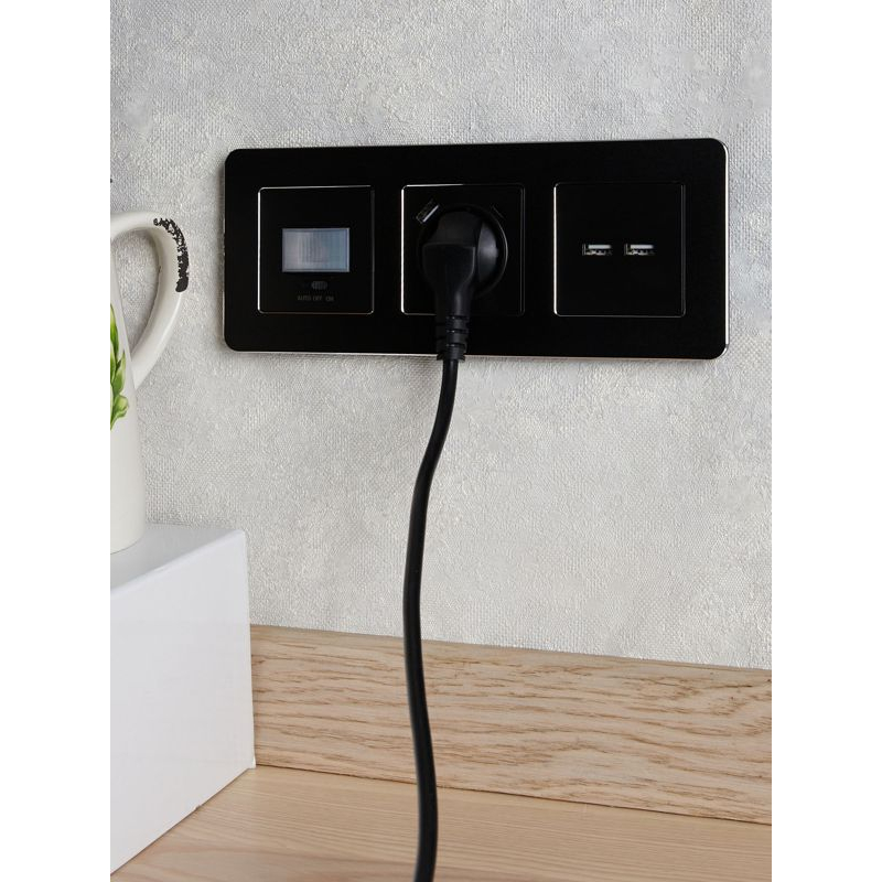 BRITE Розетка USB A+A 5В 3,1А РЮ10-1-БрЧ черный IEK