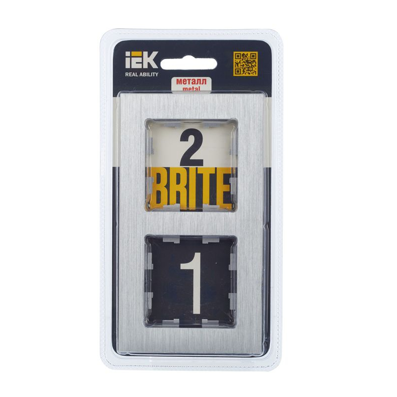 BRITE Рамка 2 -местная РУ-2-1-БрА металл алюминий IEK
