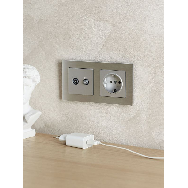 BRITE Рамка 2 -местная РУ-2-1-БрА металл алюминий IEK