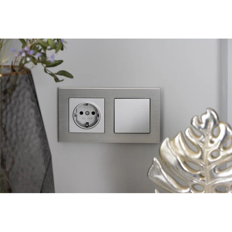 BRITE Рамка 2 -местная РУ-2-1-БрА металл алюминий IEK