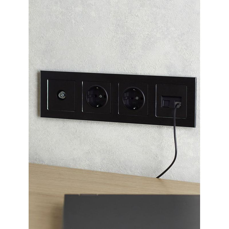 BRITE Рамка 4 -местная РУ-4-1-БрЧ металл черный IEK