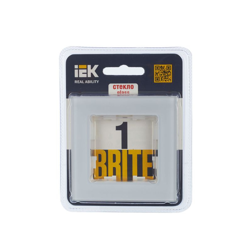 BRITE Рамка 1 -местная РУ-1-2-БрБ стекло белый IEK