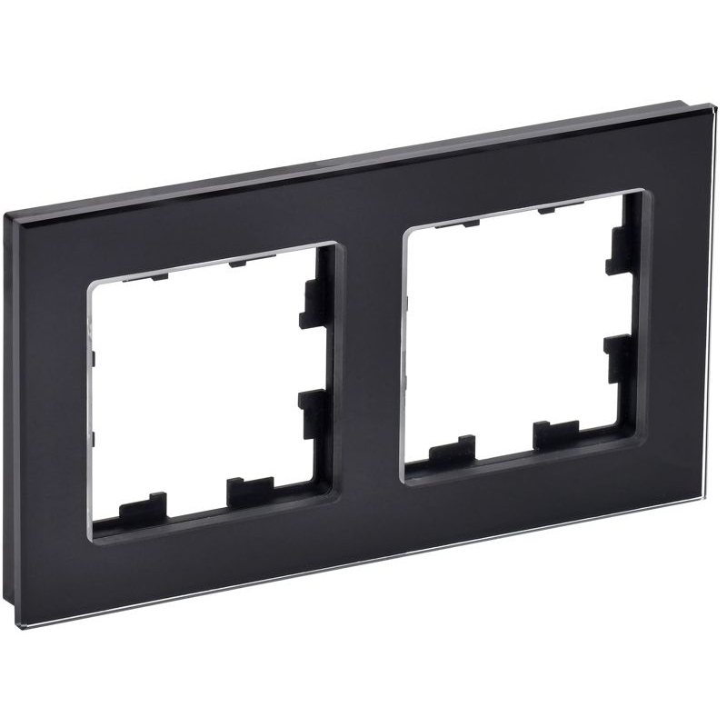 BRITE Рамка 2 -местная РУ-2-2-БрЧ стекло черный IEK