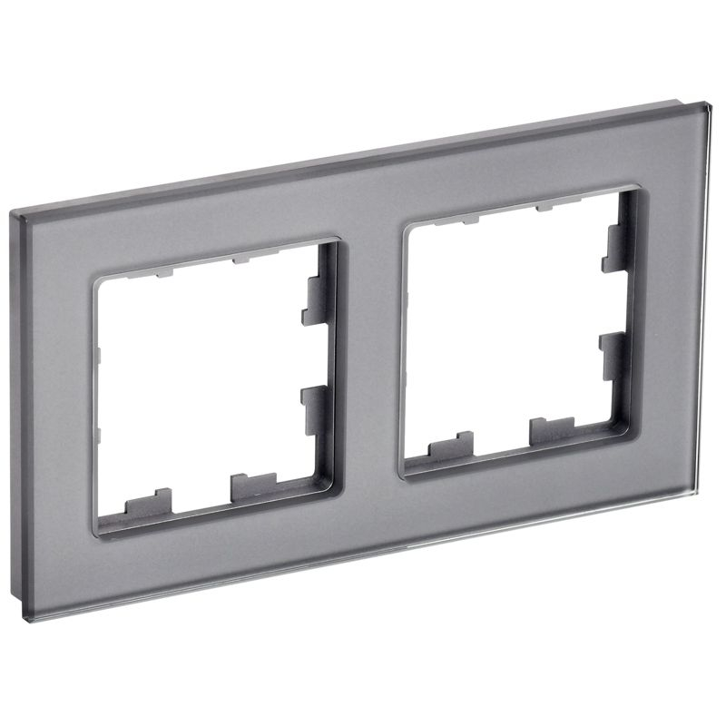 BRITE Рамка 2 -местная РУ-2-2-БрСе стекло серый IEK