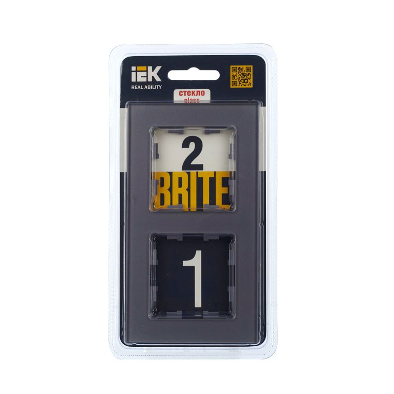 BRITE Рамка 2 -местная РУ-2-2-БрСе стекло серый IEK