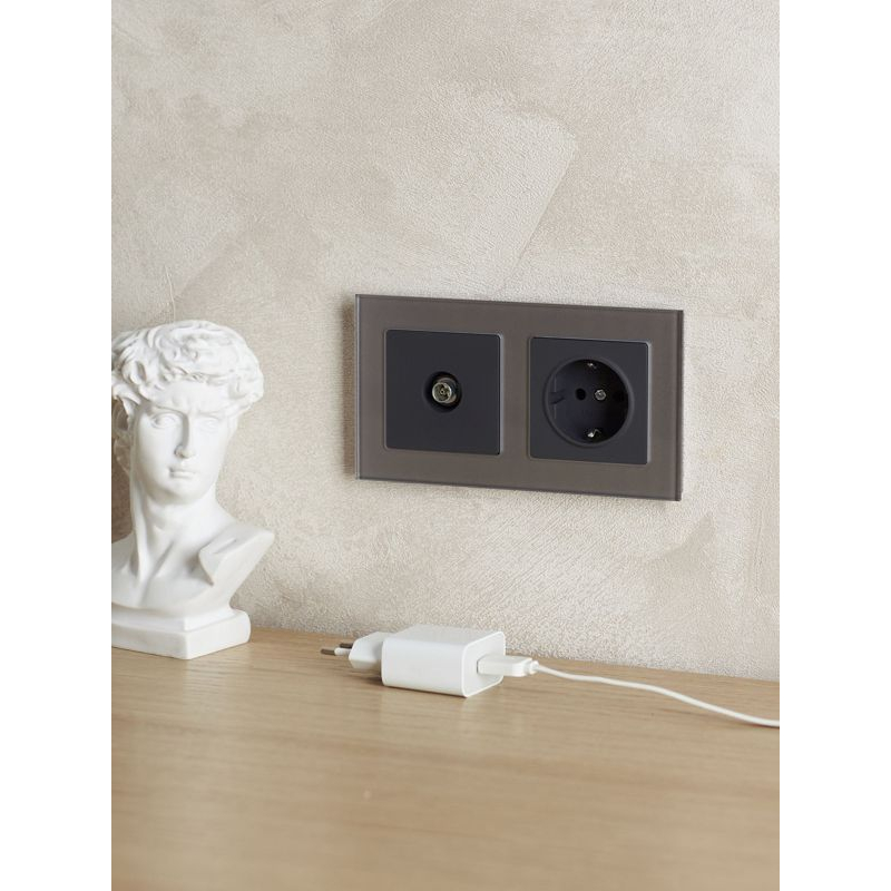 BRITE Рамка 2 -местная РУ-2-2-БрСе стекло серый IEK