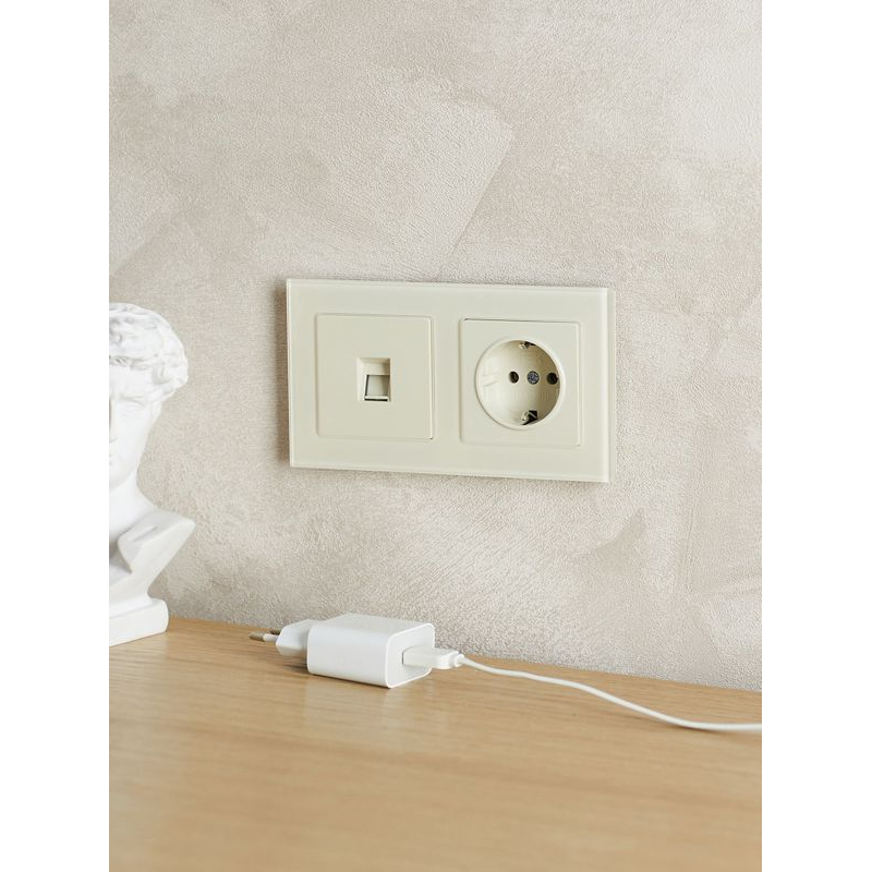 BRITE Рамка 2 -местная РУ-2-2-БрВа стекло ванильный IEK