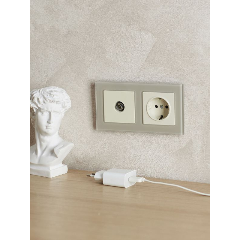 BRITE Рамка 2 -местная РУ-2-2-БрД стекло дымчатый IEK