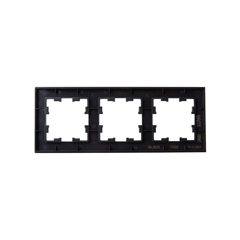 BRITE Рамка 3 -местная РУ-3-2-БрЧ стекло черный IEK