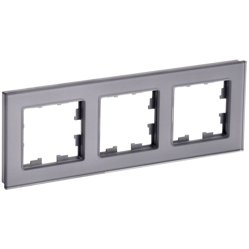 BRITE Рамка 3 -местная РУ-3-2-БрСе стекло серый IEK