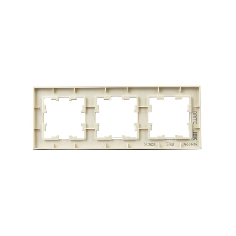 BRITE Рамка 3 -местная РУ-3-2-БрВа стекло ванильный IEK