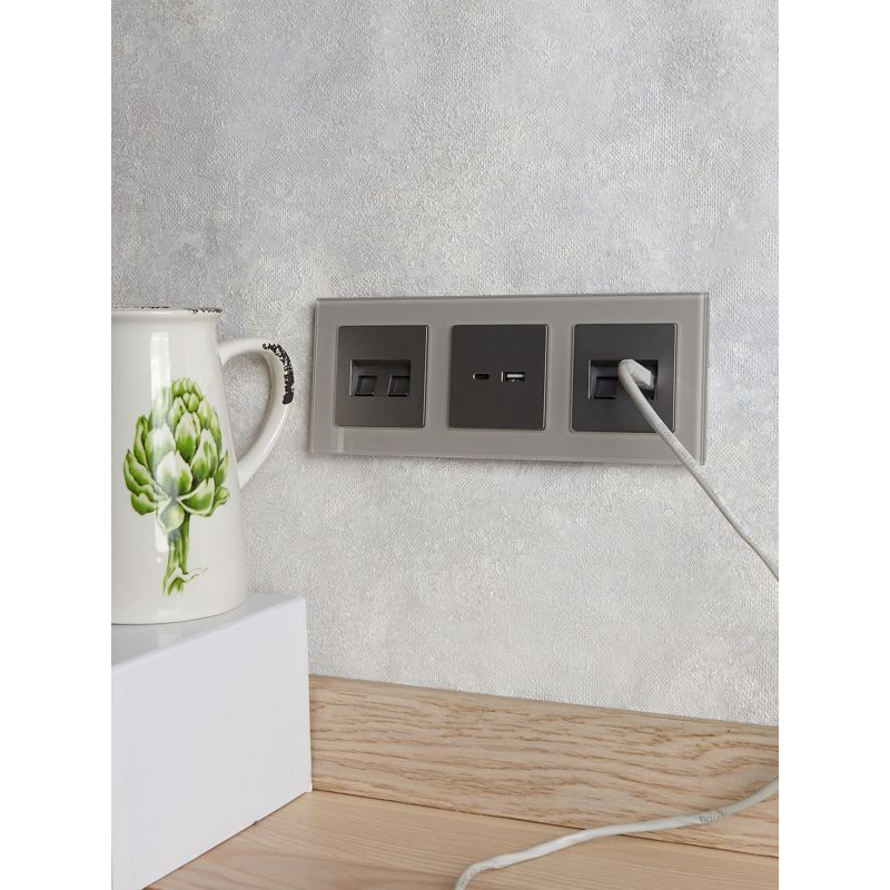 BRITE Рамка 3 -местная РУ-3-2-БрД стекло дымчатый IEK