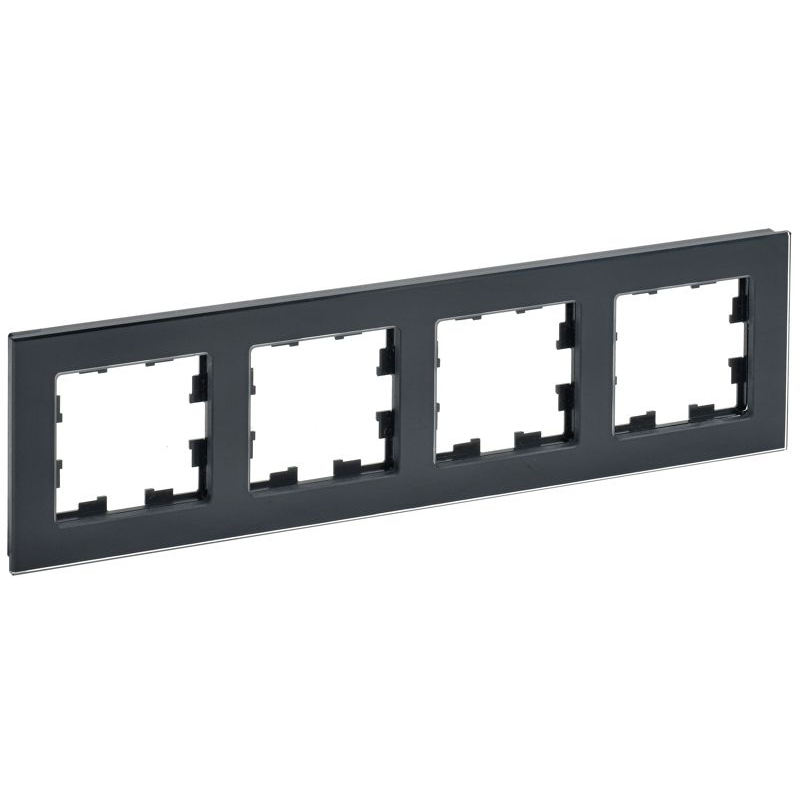 BRITE Рамка 4 -местная РУ-4-2-БрЧ стекло черный IEK