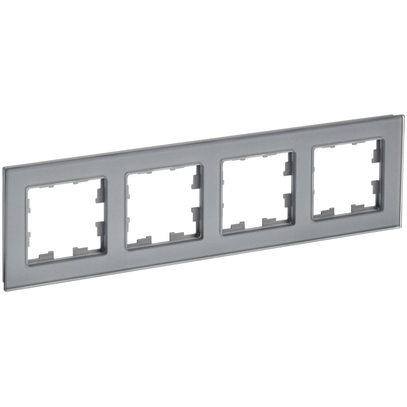 BRITE Рамка 4 -местная РУ-4-2-БрСе стекло серый IEK