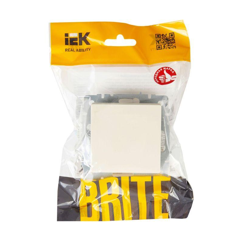 BRITE Выключатель 1-клавишный перекрестный 10А ВС10-1-3-БрКр бежевый IEK