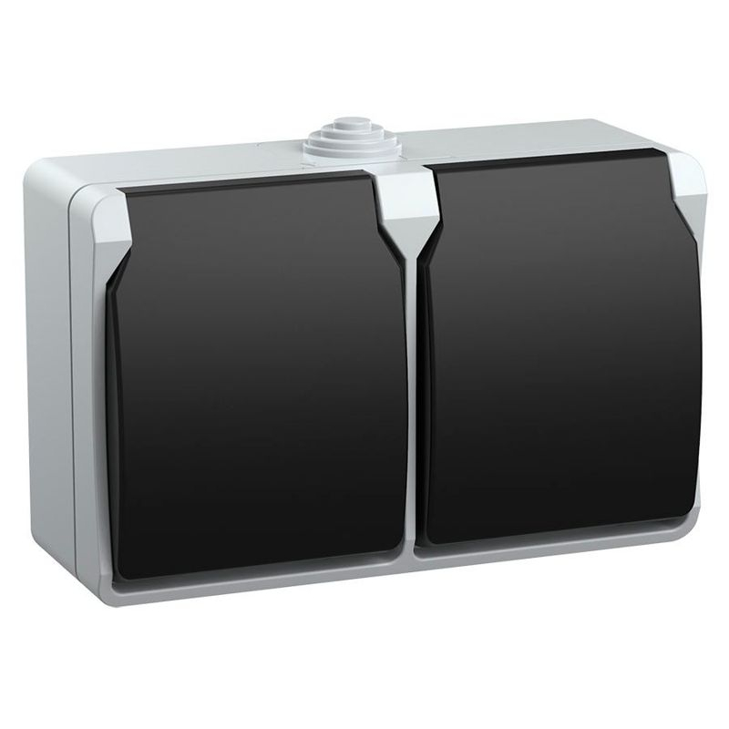 FORS Розетка 2-местная с заземлением для открытой установки 16А IP54 РСб22-3-ФСр серый IEK