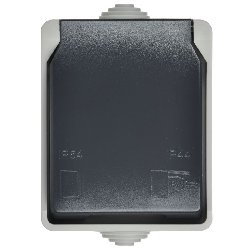 FORS Розетка 1-местная с заземлением для открытой установки 16А IP54 РСб20-3-ФСр серый IEK