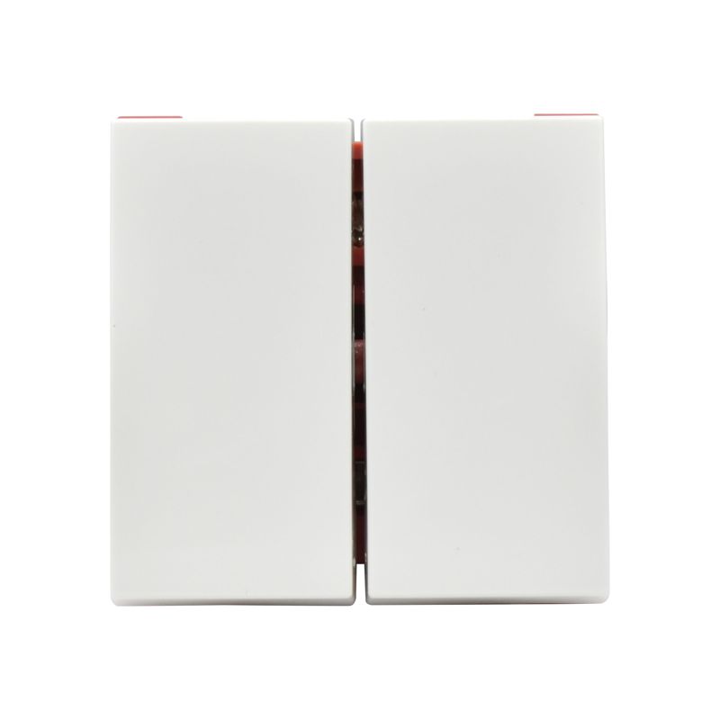 Выключатель проходной (переключатель) двухклавишный ВК4-22-00-П (на 2 модуля) ПРАЙМЕР белый IEK