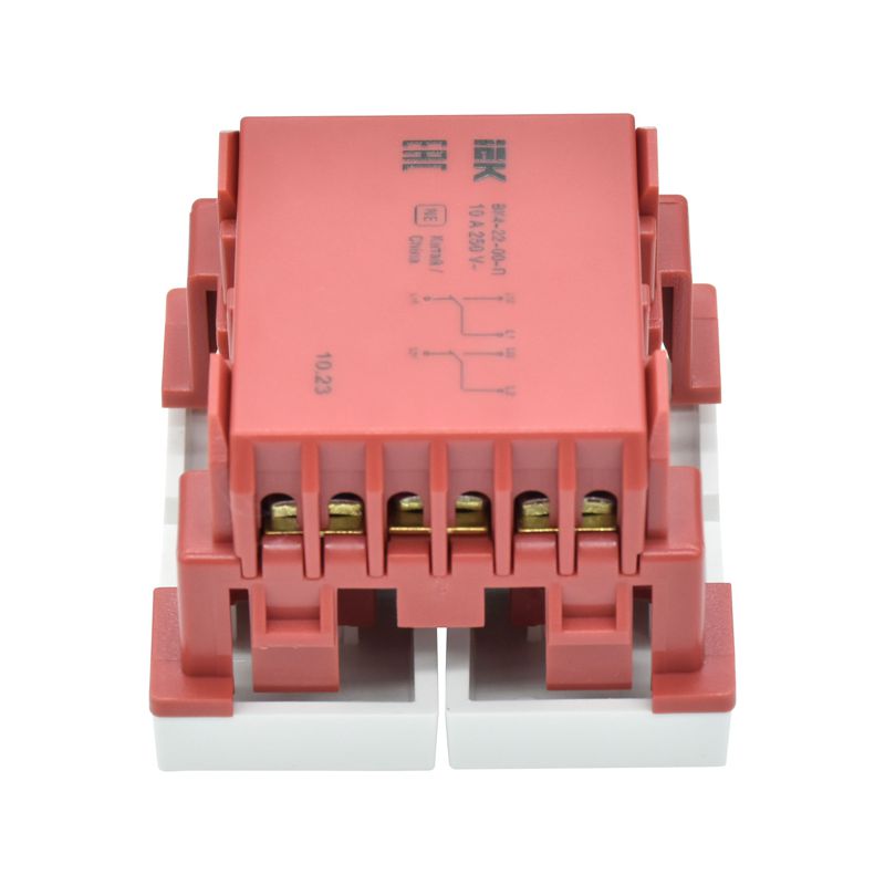 Выключатель проходной (переключатель) двухклавишный ВК4-22-00-П (на 2 модуля) ПРАЙМЕР белый IEK