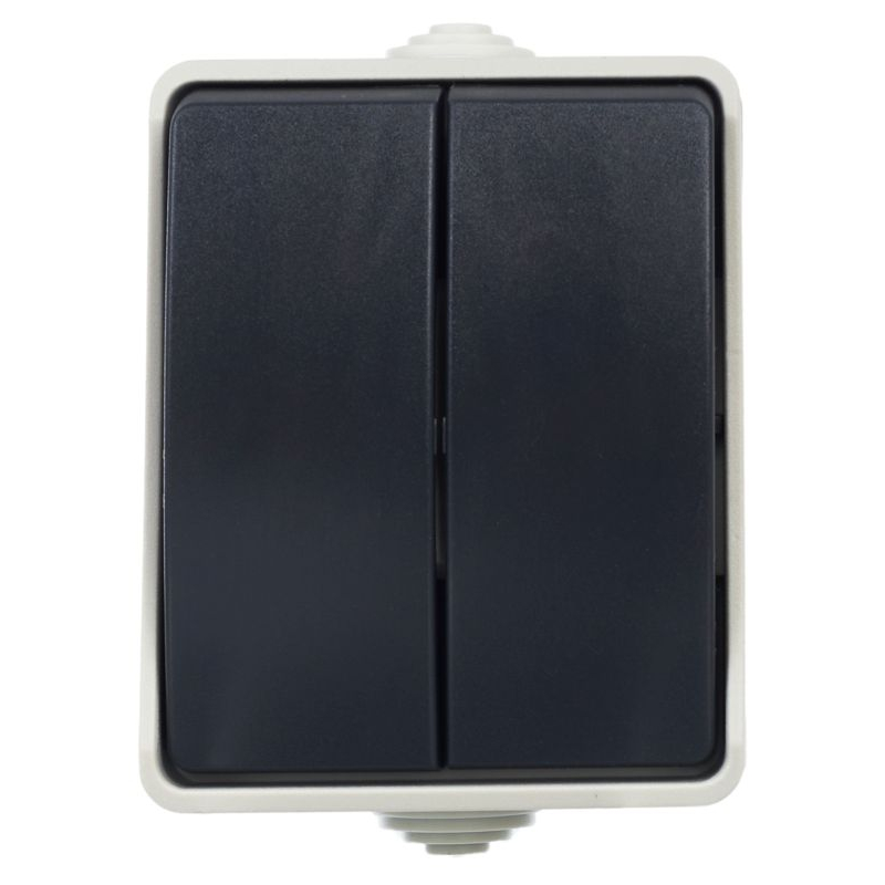 FORS Выключатель 2-клавишный для открытой установки 10А IP54 ВС20-2-0-ФСр серый IEK