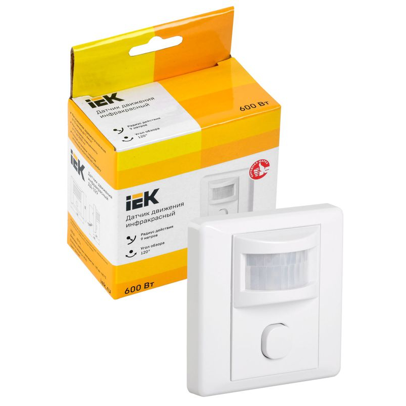 Датчик движения ДД-029 600Вт 120град 9м IP20 белый IEK