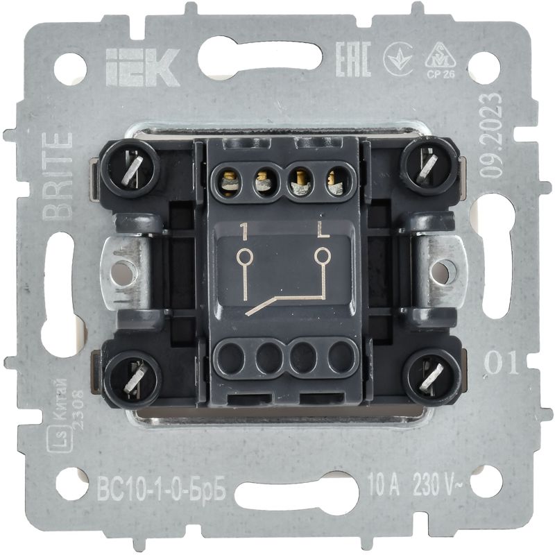 BRITE Выключатель 1-клавишный 10А ВС10-1-0-БрБ белый