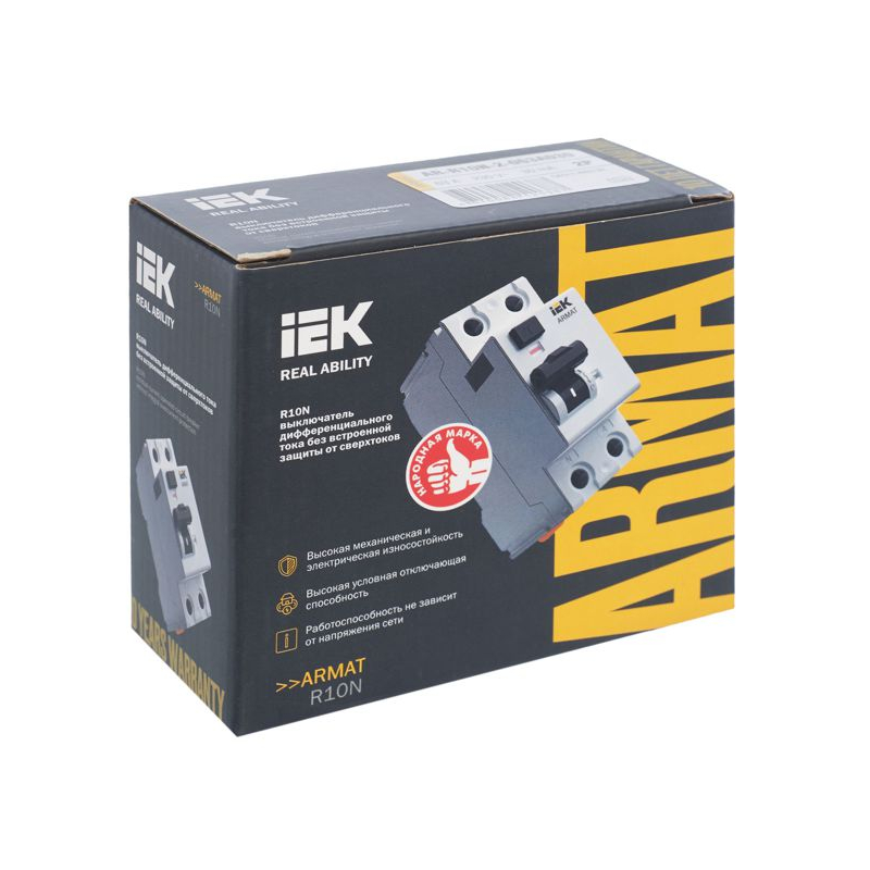 ARMAT Выключатель дифференциального тока R10N 2P 63А 30мА тип A IEK