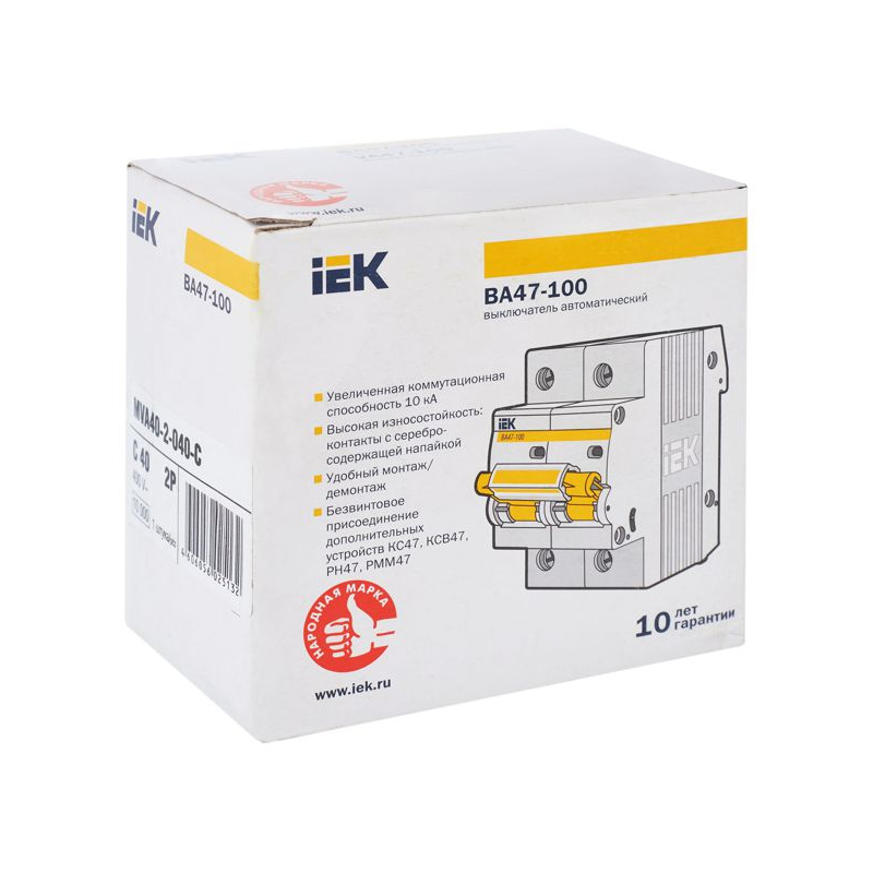 KARAT Автоматический выключатель ВА47-100 2P C 40А 10кА IEK