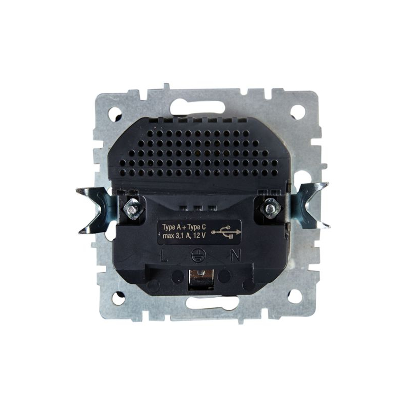 BRITE Розетка 1-местная с заземлением с защитными шторками 16А с USB A+C 18Вт РЮш11-1-БрЖ жемчуг IEK