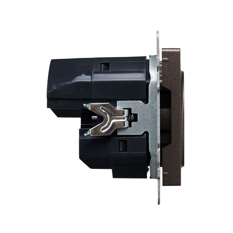 BRITE Розетка 1-местная с заземлением с защитными шторками 16А с USB A+C 18Вт РЮш11-1-БрТБ темная бронза IEK