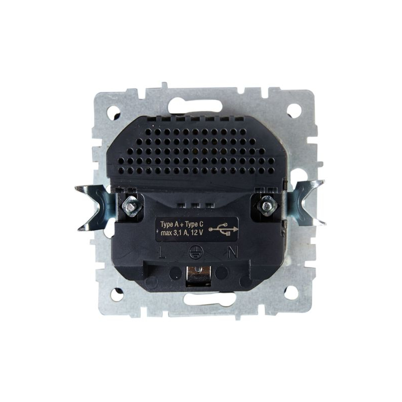 BRITE Розетка 1-местная с заземлением с защитными шторками 16А с USB A+C 18Вт РЮш11-1-БрТБ темная бронза IEK