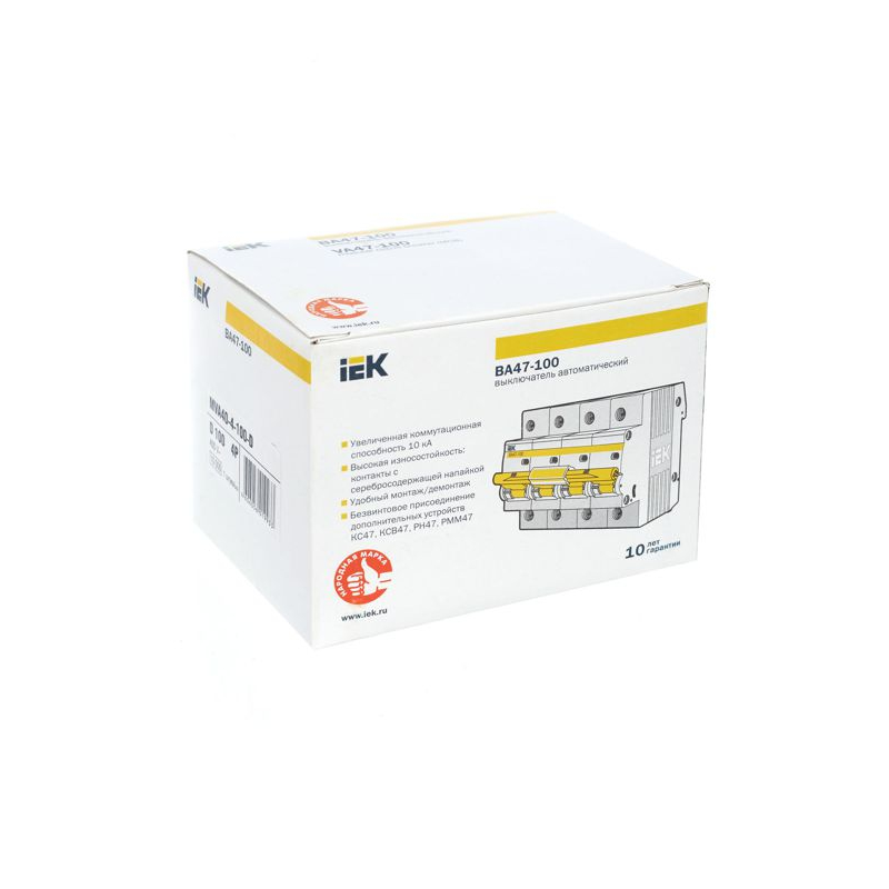 KARAT Автоматический выключатель ВА47-100 4P D 100А 10кА IEK