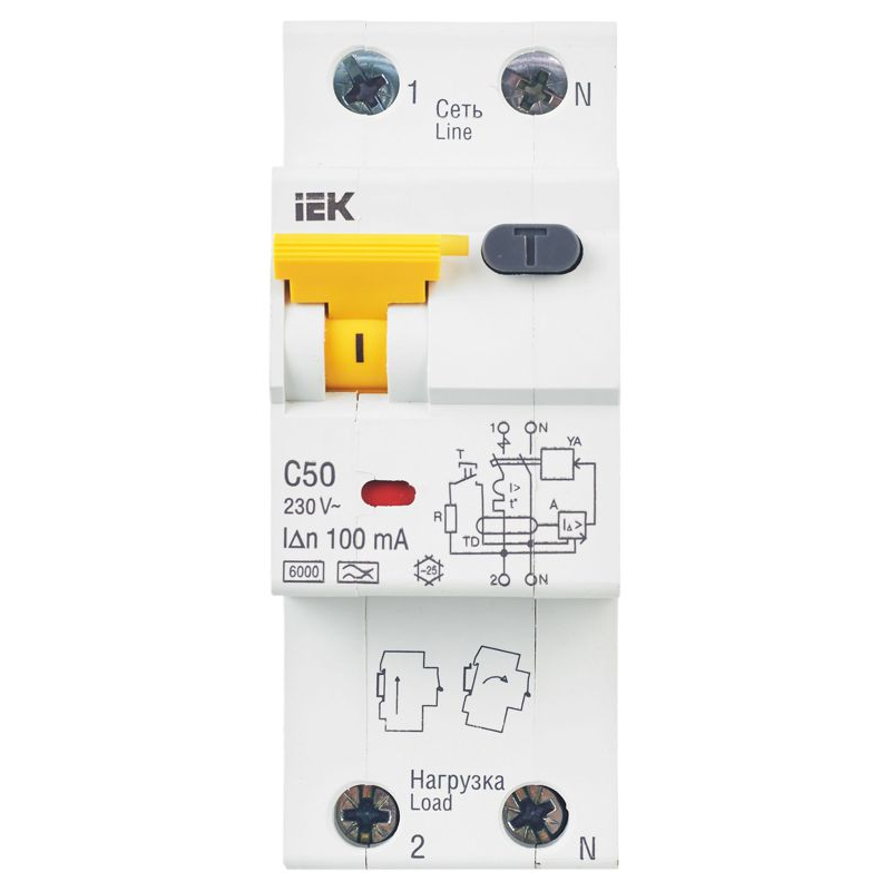 KARAT Автоматический выключатель дифференциального тока АВДТ 32 C50 100мА тип A IEK