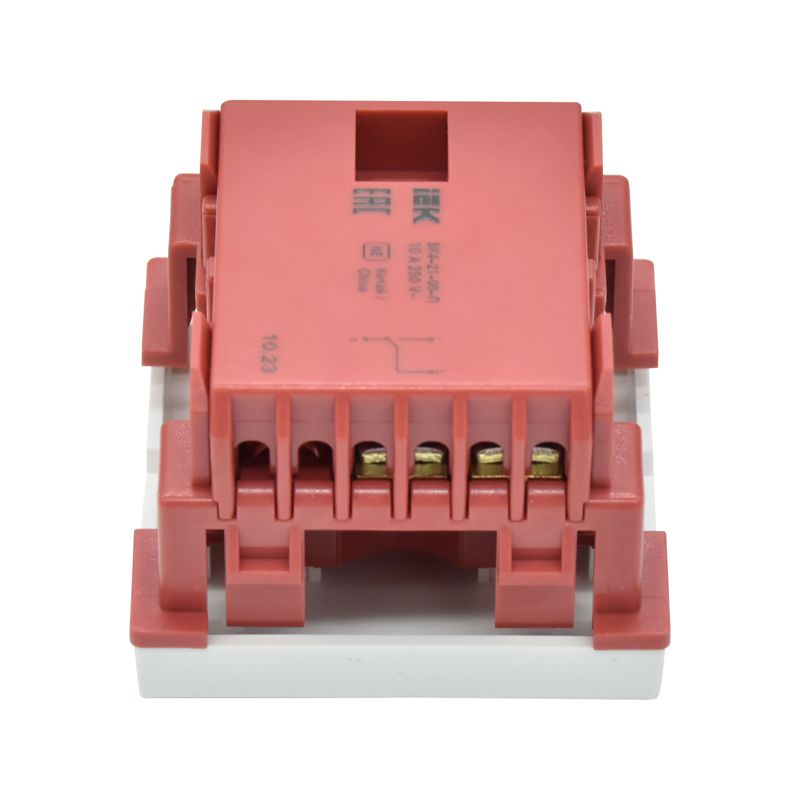 Выключатель проходной (переключатель) одноклавишный ВК4-21-00-П (на 2 модуля) ПРАЙМЕР белый IEK