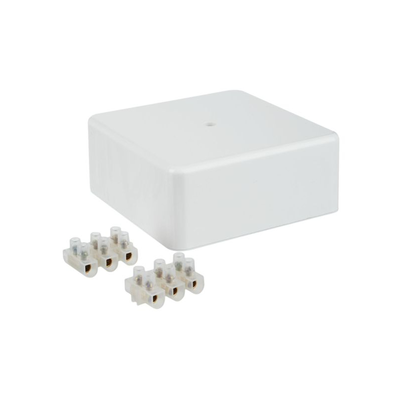 Коробка распаячная КМ41222 для открытой проводки безгалогенная (HF) 100х100х44мм белая (6 клемм 6мм2) IEK