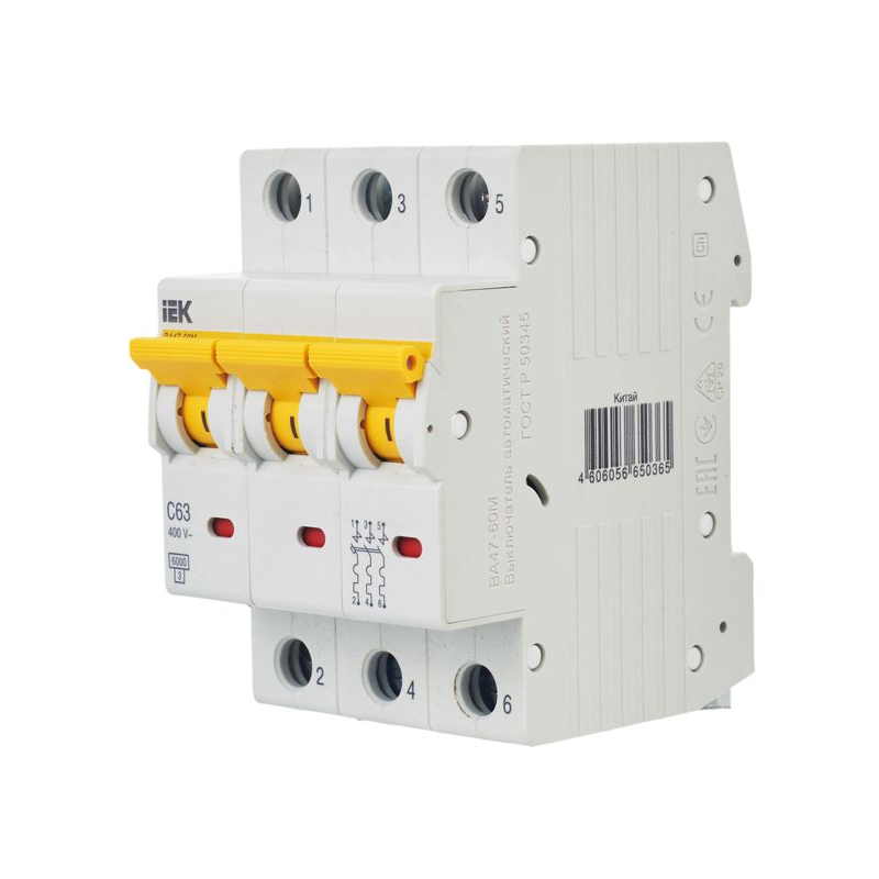 KARAT Автоматический выключатель ВА47-60M 3P C 63А 6кА IEK
