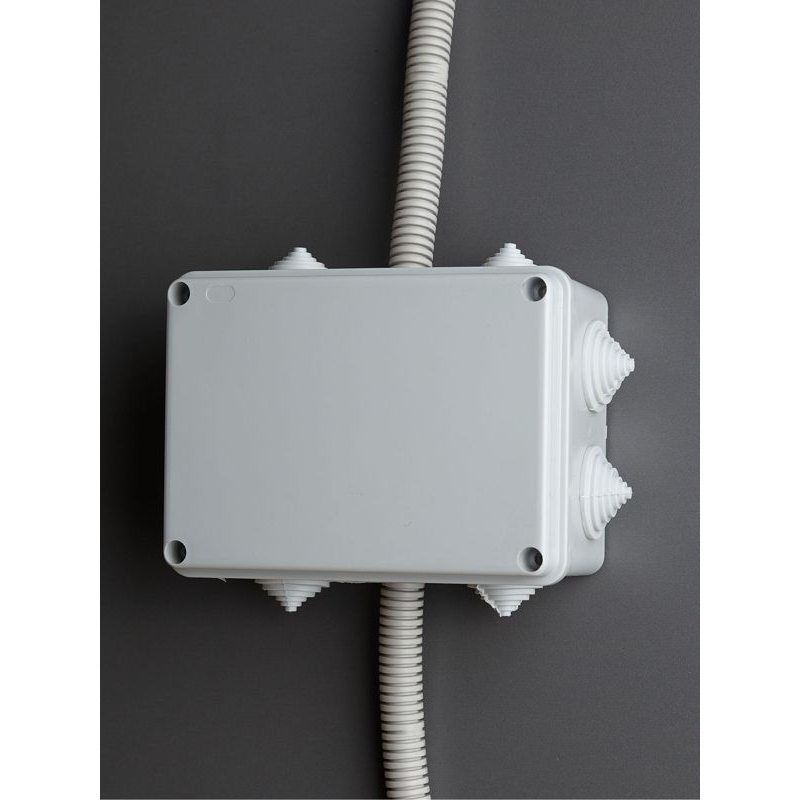 Коробка распаячная КМ41242 для открытой проводки безгалогенная (HF) 150х110х70мм IP55 10 гермовводов серая IEK