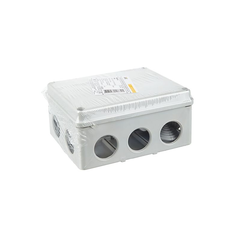 Коробка распаячная КМ41242 для открытой проводки безгалогенная (HF) 150х110х70мм IP55 10 гермовводов серая IEK