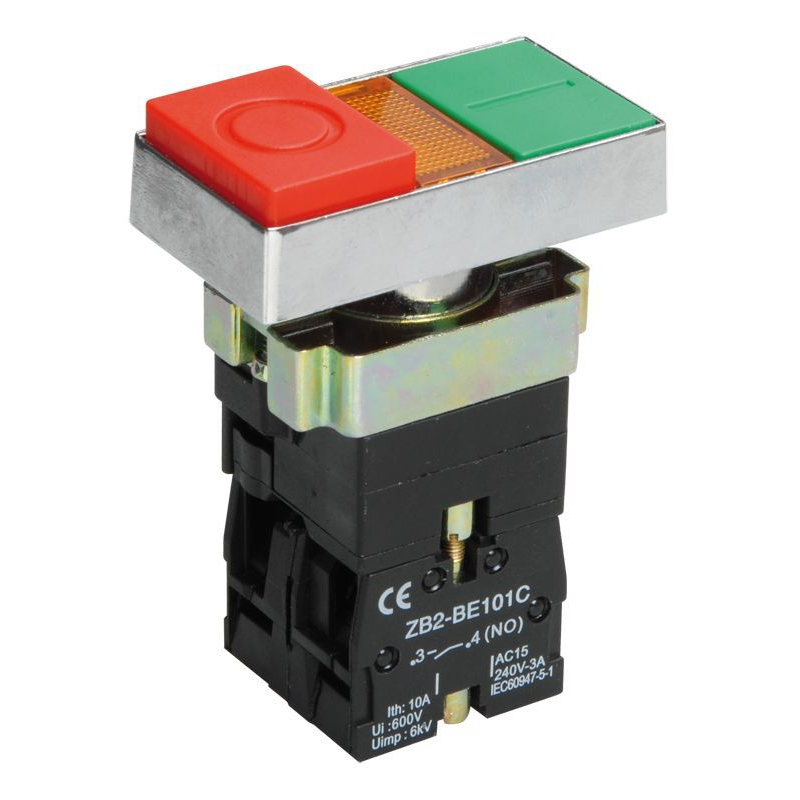 Кнопка управления LAY5-BW8465 I-O сдвоенная с подсветкой 1NO IEK