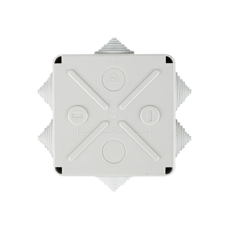 Коробка распаячная КМ41234 для открытой проводки безгалогенная (HF) 100х100х50мм IP55 6 гермовводов серая IEK