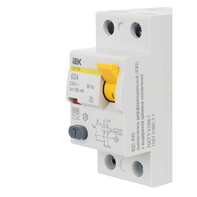 Выключатель дифференциальный (УЗО) ВД1-63S 2Р 63А 100мА IEK
