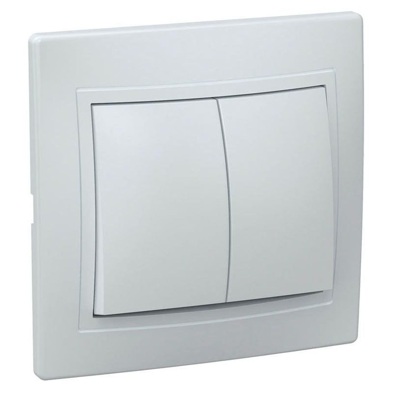 KVARTA Выключатель 2-клавишный 10А ВС10-2-0-КБ белый GENERICA