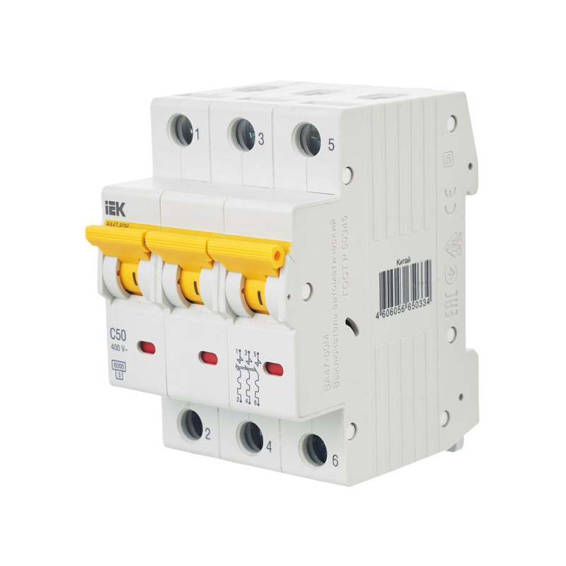 KARAT Автоматический выключатель ВА47-60M 3P C 50А 6кА IEK