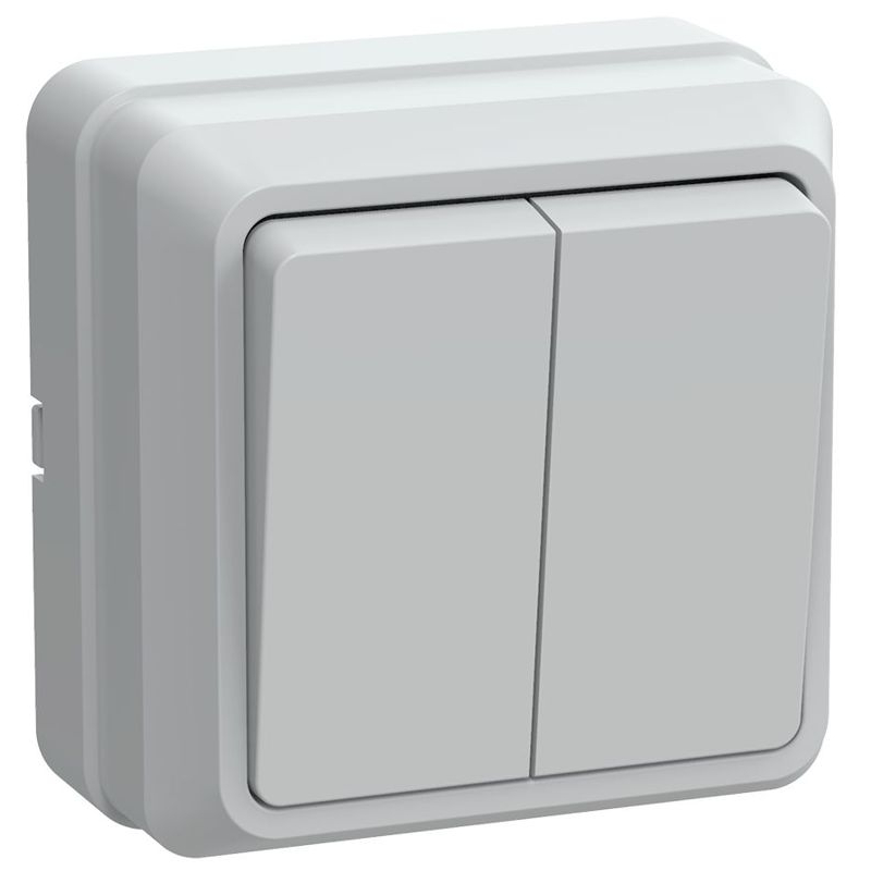 OKTAVA Выключатель 2-клавишный для открытой установки 10А ВС20-2-0-ОБ белый GENERICA